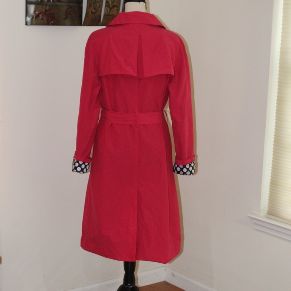Isaac Mizrahi , Hot pink trench rain coat with Polka Dot Lining - Picture 3 of 13